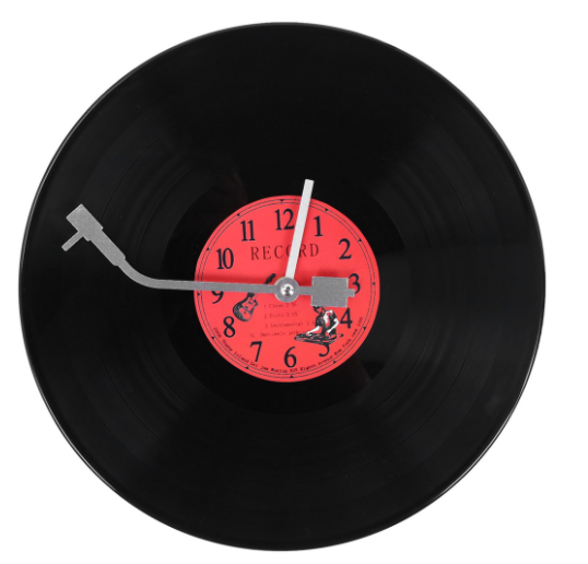 European Retro Nostalgic Ultra-Quiet Clock Vinyl Record Personality Wall Clock Cafe Bar Decorative Wall Clock