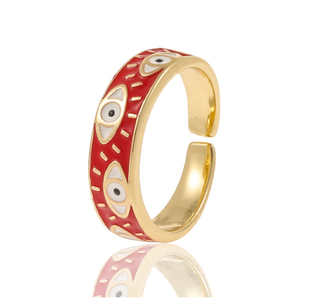Turkish Evil Eye Adjustable Rings Colorful Enamel Dripping Oil For Women Jewelry Gifts AA
