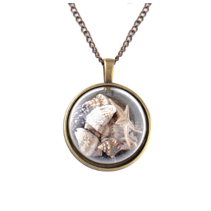 Glass Starfish Shells Pendant Conch Necklace Ocean Beach