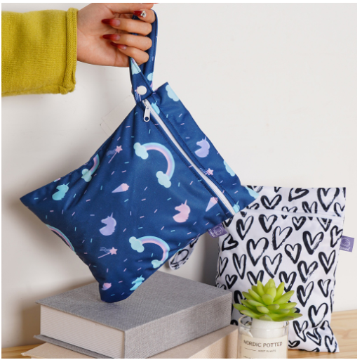 Elinfant 2 Pcs-Set Mini Eco-friendly Portable Waterproof Snack Bag Washable Reusable Baby Diaper Bag D04