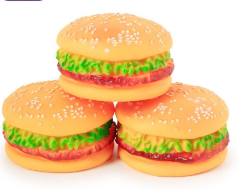 Squeaky Burger Dog Chicken Toy