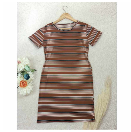 Maternity Taytay Supplier Maternity Dress Casual Tshirt Dress (Stripes) MD2