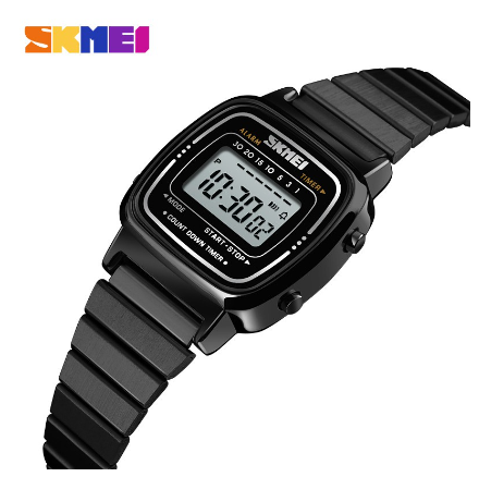 Skmei Women's Fashion Simple Stainless Steel Digital Waterproof Watch 1901 BLACK