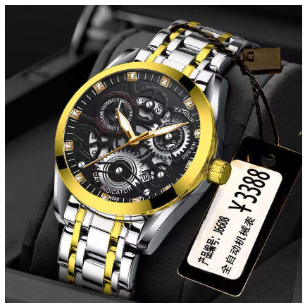 POSHI Automatic Movement Men Watch Waterproof Sports Fashion Mens Wristwatch Relo for Men SILVER BLACK
