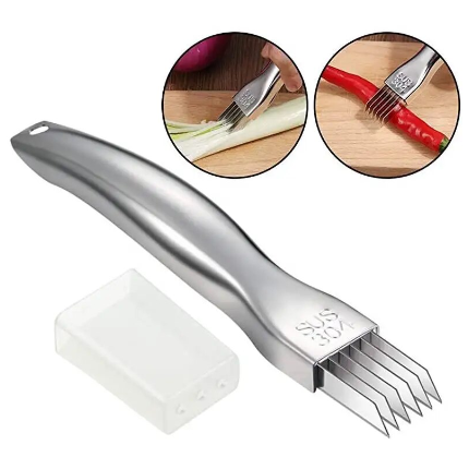 Stainless Steel Vegetable Garlic Cutter Shred Silk Knife Green Onion Slicer Food Chopper for Kitchen Potato Scallion Fruit Kiwi