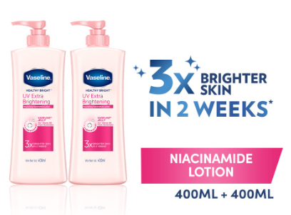 Vaseline Healthy Bright UV Extra Brightening Lotion 400ml (Bundle of 2)