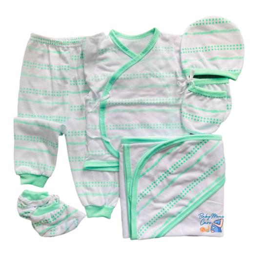 8Pcs Newborn Set Blanket Mittens Booties Bonnet Shortsleeve Pajama Essential Printed Cotton S14