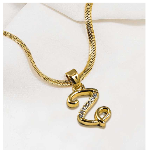 LAJ 18k Gold Stainless Steel Initial A-Z Necklace SLP116 LETTER with LX873D FREEBOX Z