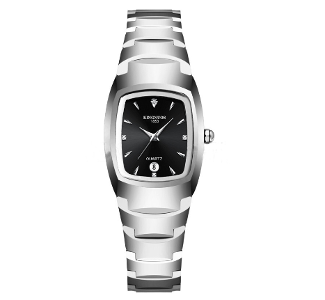 Fashion Tungsten Steel Color Square Couple Style Steel Band Calendar Watch Waterproof Luminous Men's and Women's Student F5