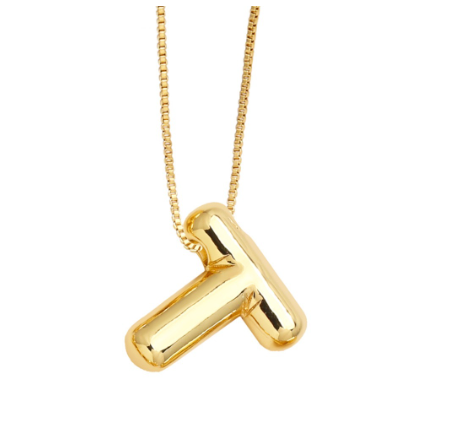Fashion 26 Letter Pendant Gold Plated Necklace Style Versatile Collar Chain Women's Friends Commemorative Jewelry Accessories Gift T