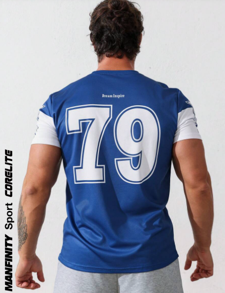 Manfinity Sport Corelite Men's Summer Color-Block Patchwork Digital Printed Short Sleeve Sports T-Shirt