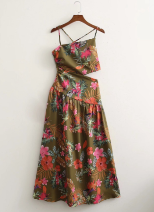 Fashion Hollow Out Show Waist Suspenders Dress