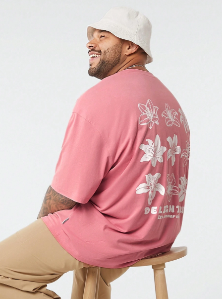 Manfinity CozeMod Plus Size Men's Casual Loose Knitted Drop-Shoulder Short Sleeve T-Shirt