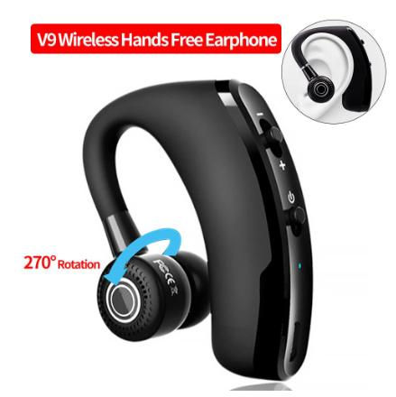 V9 Bluetooth Earphone Hands Free Headset Ear Mounted Wirelesq Headphones Stereo HD Headphones Bluetooth Hand In Car Kit With Mic