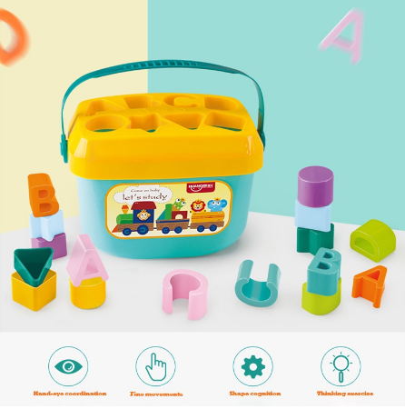 IBliver Baby Shape Sorter Toys, Early Educational Toys For Boys Girls 18 Months+, Montessori Fine Motor Skills Toy, 16 PCS Textured