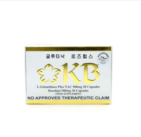 KB Glutatione Activator Food Supplement 500mg 30 Capsules per Box