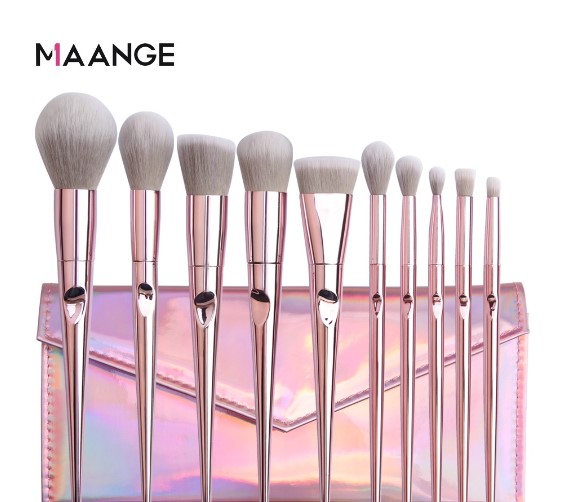 Maange Professional Make Up Brush Set with Bag 10 Pcs