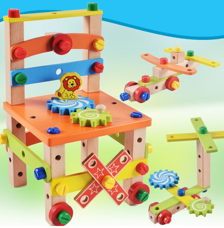 Children Toy Blocks Tools Assembling Chair DIY Assembling Multifunctional Educational Toy Blocks