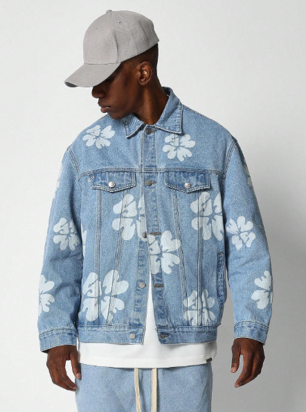 SUMWON Denim Jacket With All Over Flock Print