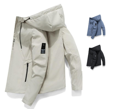 Men's Coats Hooded Windproof Coats Korean Style Fashion Black Formal Attire Hiking Outdoor Casual