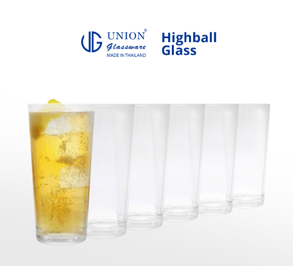 UNION GLASS Clear Glass Highball Water, Juice, Soda, Liquor Glass 455ml | 15oz [Set of 6]