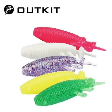 OUTKIT 5PCS 80mm 13g Floating Needle Shaped Tail Trout Soft Worm Fishing Lure Grub Bait Silicone Artificial Carp Rubber Wobblers