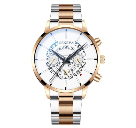 Original GENEVA Men Quartz Watch Casual Waterproof Stainless Steel Watch Men Military Sport Date Watches 8