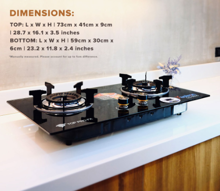 ASTRON GS-9090 Built-in Double Burner Gas Stove with Hob and Tempered Glass Top