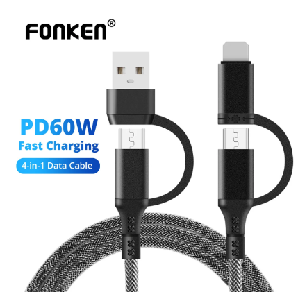 4 in 1 PD USB Cable Type C Fast Charging Wire Type C To for IOS Cable For iphone 15 series Samsung Xiaomi Huawei Oppo Oneplus