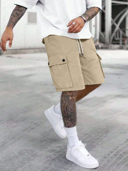 Men's Straight-Fit Five-Point Casual Cargo Shorts With Large Pockets