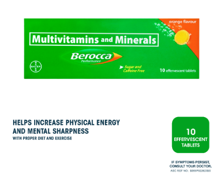 BEROCCA® Performance (Orange) Multivitamins + Minerals 10 Effervescent Tablets
