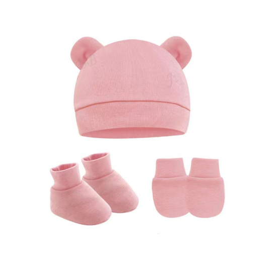 Baby hat Baby Mittens Booties Set newborn cap infant hats fashion Soft Cotton newborns Beanie 16