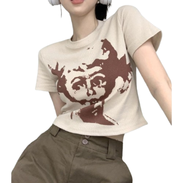 Lovito Women Casual Cartoon Pattern T-Shirt LNA48013