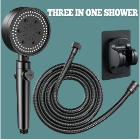 3 in 1 Shower Head Set 5-speed Booster Shower with Hose Portable Bathroom Shower Set Handheld Shower