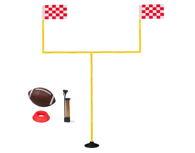 Football Field Goal Post-6 ft x 4 ft Portable Football Goal Post with Football Kicker Stand,Football and Pump-Backyard Kicking Field Goal Post for Kids/Youth/Adults-(2ft-6ft in Height)