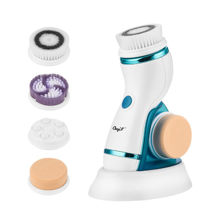 CkeyiN Face Cleanser Brush With 4 Heads Electric Facial Brush Face Brush Cleanser MR436