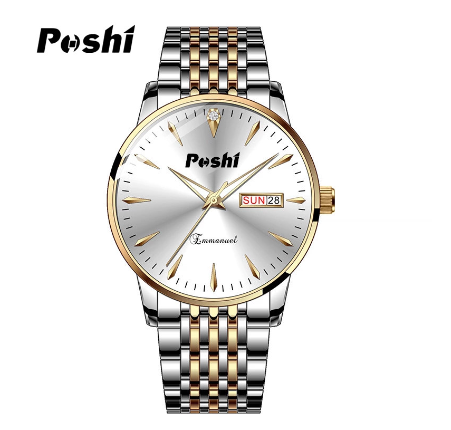 POSHI Men's Brand Watches Stainless Steel Waterproof Luminous Quartz Wrist With Calendar Date M7