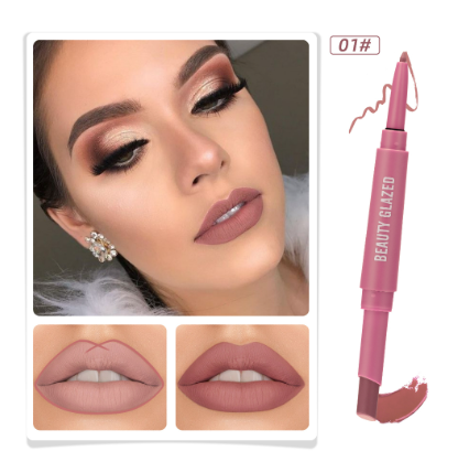 Beauty Glazed 6 Colors Lip tint Matte Waterproof Longlasting Double Head Lipstick And Lipliner Set Makeup Cosmetics