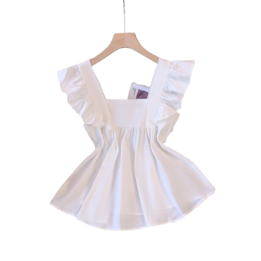 ovito Women Casual Plain Ruffle Blouse LNE36228 (White)