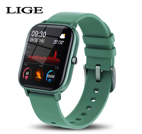 LIGE Fashion Smart Watch for Women Heart Rate Blood Pressure Multifunctional Sport Relo for Men Waterproof Smartwatch GREEN