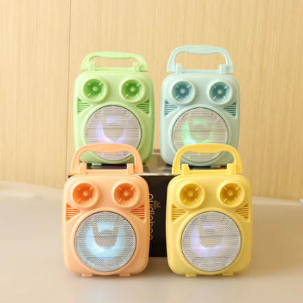 MGALL HIFI Macaroon Wireless Portable Speaker With Free Micro Phone 7 Colors Light 3 Inches Model