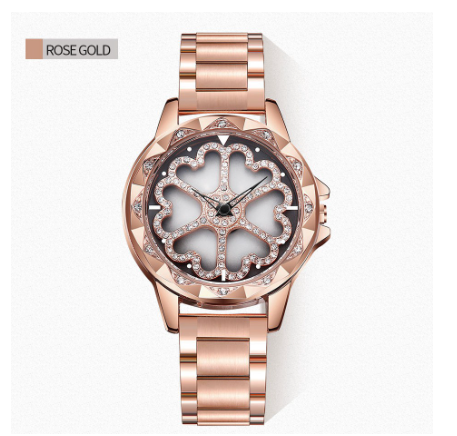 Sanda Women's Fashion Creative Rotating Dial Quartz Stainless Steel Watch ROSEGOLD