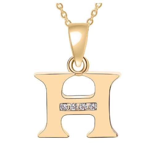 Couple Jewelry Fashion Gift Gold Color Cubic Zirconia A-Z Letter Copper Women Chain Pendant Initial H