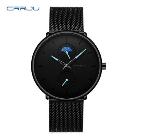 CRRJU Men's Watch Original Brand Multifunctional Fashion Business Analog Quartz Stainless Steel Waterproof 2263 X M02