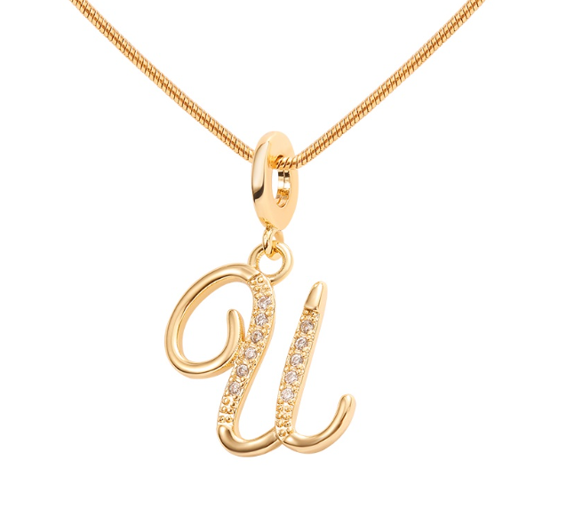 Lisa 18k Gold Plated Necklace Letter Pendant Fashion Accessories Necklace Women U