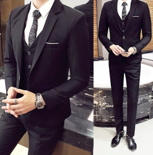 High Quality S-6XL Cotton Ready 3 Piece Set Men Business Suit Formal Suits Wedding