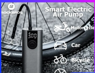 ROCKBROS Portable Electric Air Compressor For Car Wirless 150PSI Motorcycle Tire Inflator Digital Bike Air Pump With Light