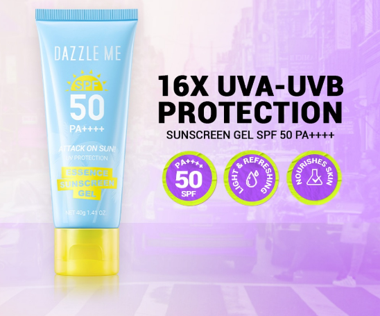 DAZZLE ME Attack on Sun! Sunscreen SPF 50 PA ++++ GEL - Face Sunblock Sun UV Protection