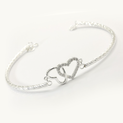 Silver W149 Italy 925 Heart Link Ladies Bracelet