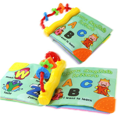Baby Rattles Soft Cloth Book Hand Shake Bell Ring Kids Toys